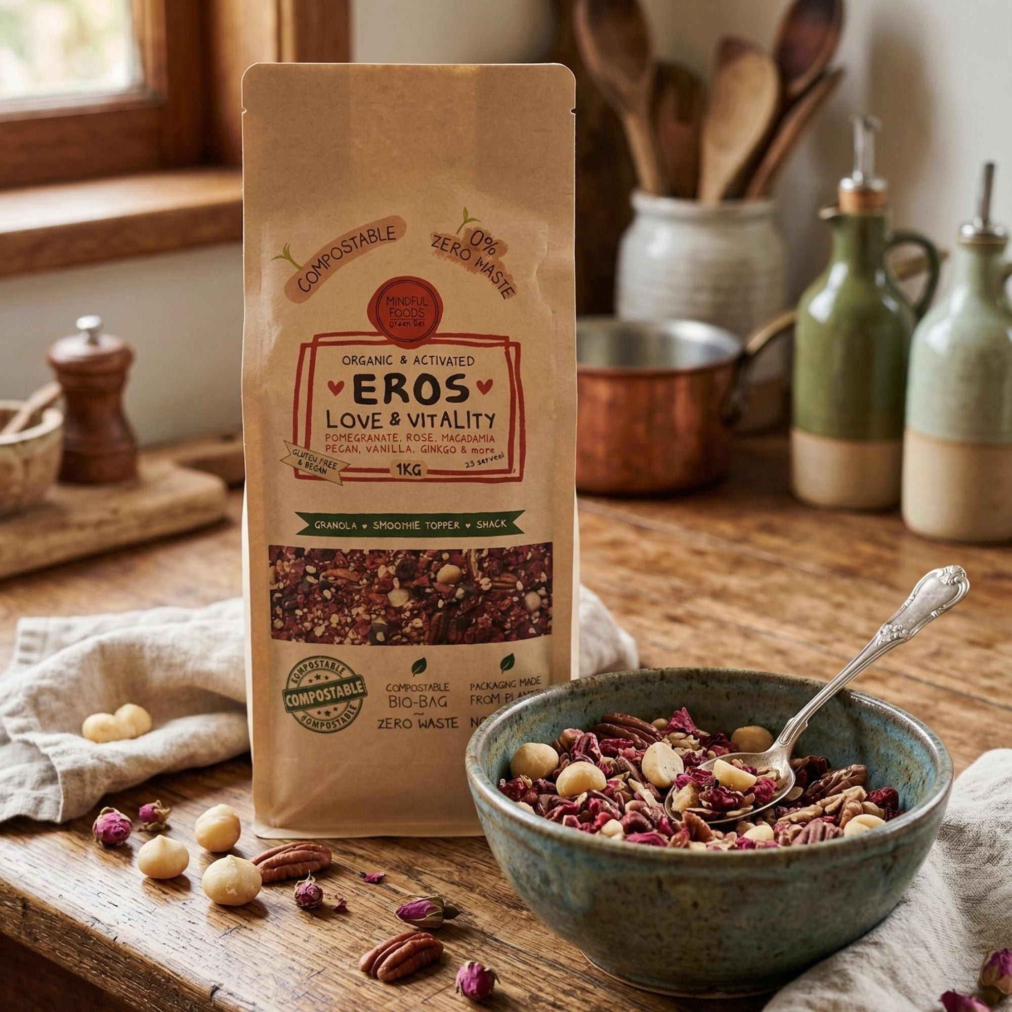 Granola / Muesli - Eros - Pomegranate, Macadamia - Organic & Activated