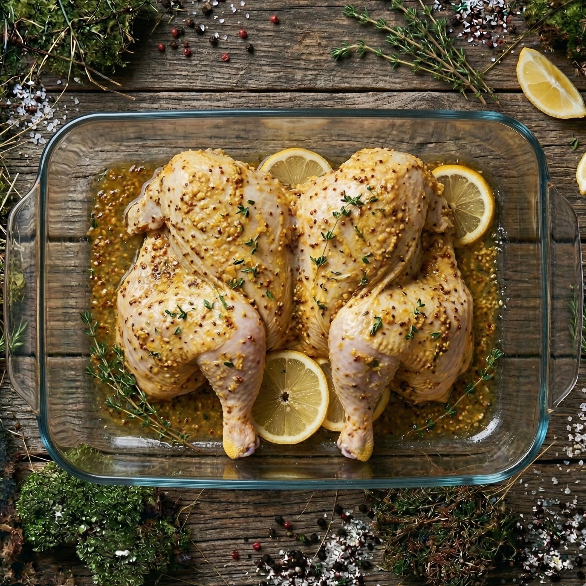 Butterflied marinated half pastured-raised chicken x 2